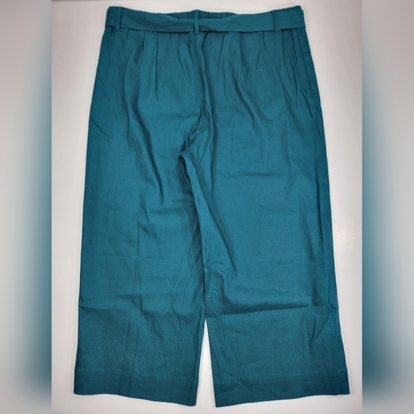 J. Jill Womens Wide Leg Linen Stretch Pants XL Teal Green Belted High Rise New - Picture 6 of 12